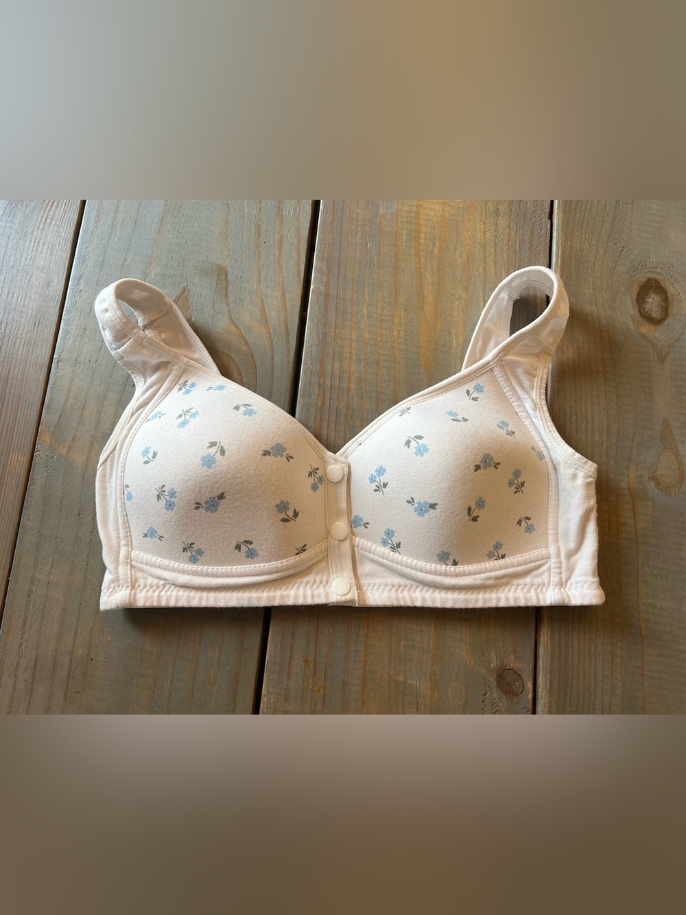 Women's Front Snap Comfort Bra Floral Print Size Medium Wireless Bralette